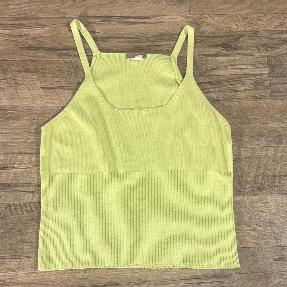 J. Crew 100% Cotton Light Green Knit Tank Top - Size L